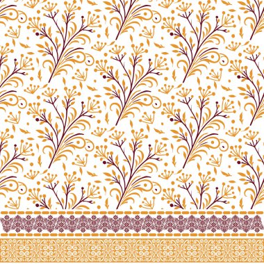 Düğün ve kağıt şablonları için sanatsal sınır çizimleri olan kusursuz çiçek desenleri.