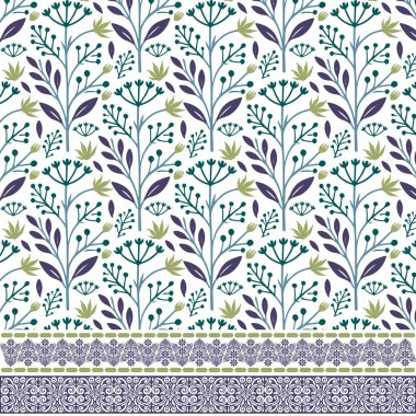 Moda ve davetiye tasarımları için dekoratif sınır dokusuna sahip kusursuz çiçek deseni