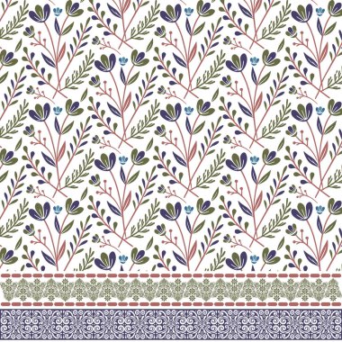 Düğün ve paketleme şablonları için zarif botanik sınır detaylarına sahip kusursuz çiçek deseni