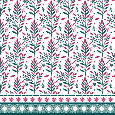 Tekstil ve poster baskısı için dekoratif sınır motiflerine sahip kusursuz çiçek tasarımı