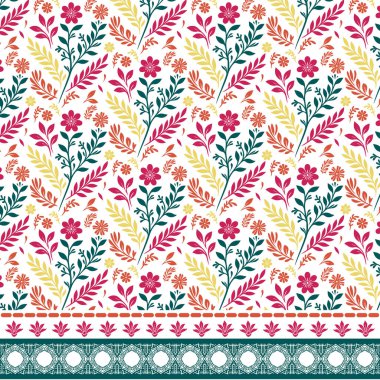 Moda ve ambalaj kağıtları için eski moda sınır tasarımına sahip kusursuz çiçek deseni