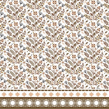Poster ve ambalaj şablonları için sanatsal sınır unsurları olan karmaşık dikişsiz çiçek deseni