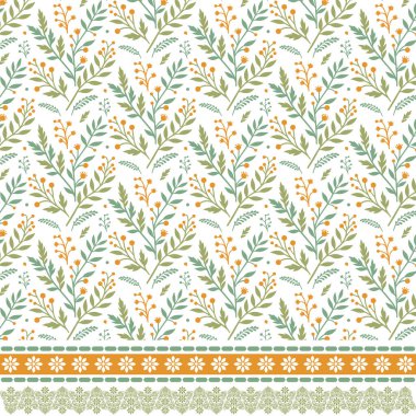 Düğün kartları ve kumaş baskısı için klasik botanik detaylarıyla kusursuz bir sınır tasarımı.