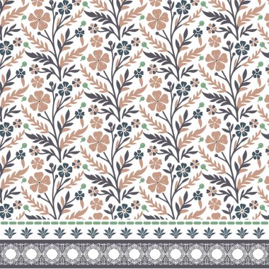 Moda ve tekstil uygulamaları için kusursuz sınır dokusuna sahip çiçek deseni