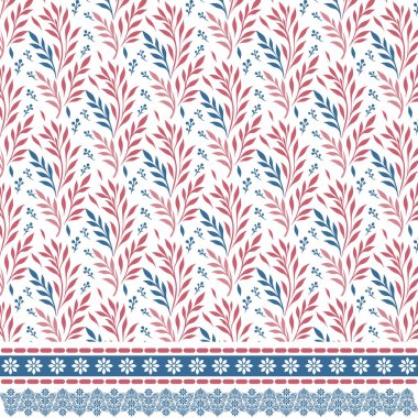 Dijital sanat eserleri ve tekstil grafikleri için dekoratif sınır unsurlarına sahip kusursuz çiçek deseni