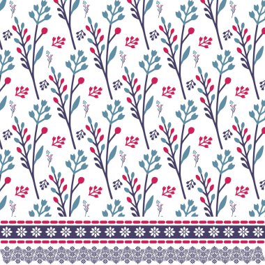 Zarif tekstil ve davetiye baskısı için kusursuz dekoratif kenarlı çiçekli sanat eserleri