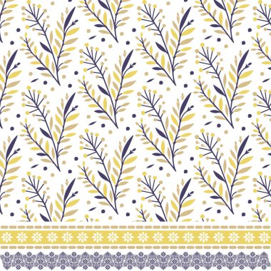 Tekstil ve grafik tasarımı için dekoratif kenar dokusuna sahip zarif çiçeksiz desen