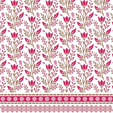 Poster ve düğün kartı şablonları için karmaşık pürüzsüz elementlerle süslü çiçek sınır deseni