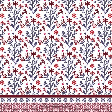 Tekstil ve düğün davetiyesi tasarımları için kusursuz dekoratif kenarlı klasik çiçek deseni