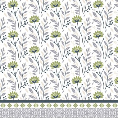 Zarif kart ve duvar kağıdı baskısı için karmaşık sınır unsurları olan kusursuz çiçek desenleri.