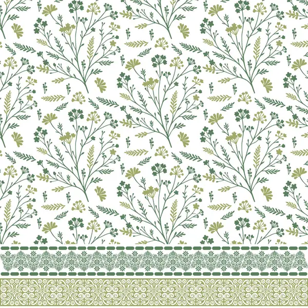 Tekstil ve davetiye şablonları için zarif sınır motiflerine sahip kusursuz çiçek deseni