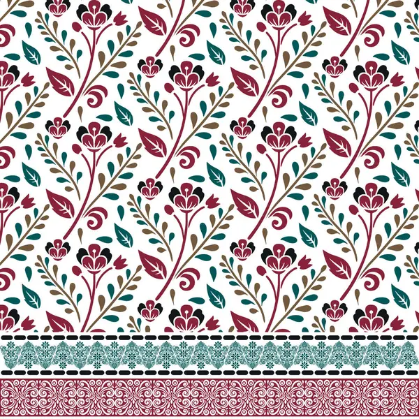 Duvar kâğıdı ve poster baskısı için klasik süslemeli kusursuz çiçek tasarımı