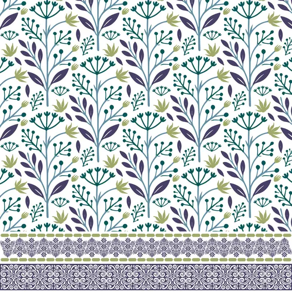 Moda ve davetiye tasarımları için dekoratif sınır dokusuna sahip kusursuz çiçek deseni