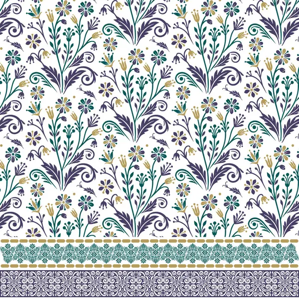 Duvar kağıdı ve düğün davetiyesi tasarımları için dekoratif sınır motifleri olan kusursuz çiçek deseni