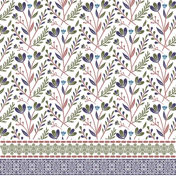 Düğün ve paketleme şablonları için zarif botanik sınır detaylarına sahip kusursuz çiçek deseni