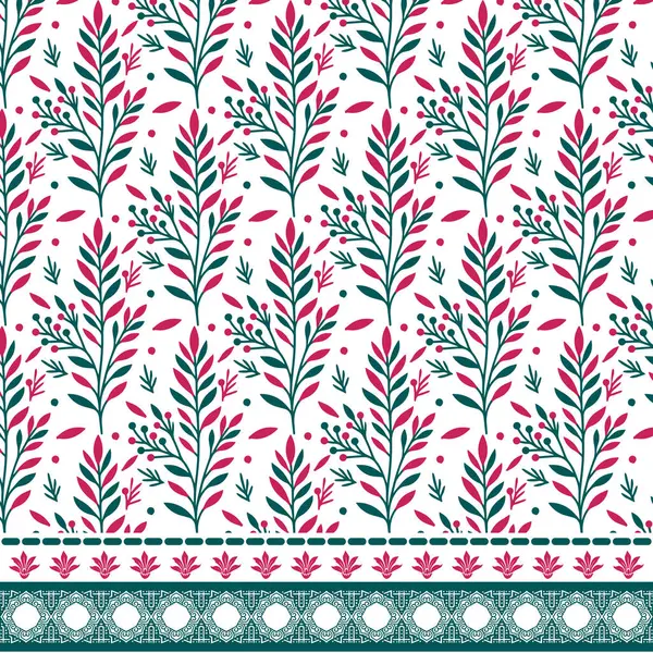 Tekstil ve poster baskısı için dekoratif sınır motiflerine sahip kusursuz çiçek tasarımı