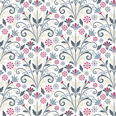 Çiçek çizimleri ve moda kumaşı ve masa başı ürünleri için yaprak elementleriyle dizayn edilmiş kusursuz çiçek desenli fayanslar.