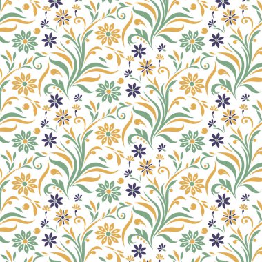 El çizimi çiçek desenleri ve paketleme ve masa başı öğeleri için botanik kökler ile oluşturulan kusursuz çiçek desenli iz