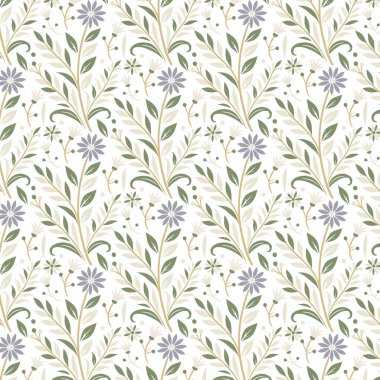 Çizgili çiçek desenli kusursuz çiçek desenleri ve masa üstü ve ev modası tekstili için süslemeli yaprak kümeleri.