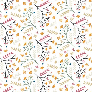 Zarif fayans yapısı ve paketleme ve ev eşyaları için botanik yaprağı içeren kusursuz çiçek desenli vektör.