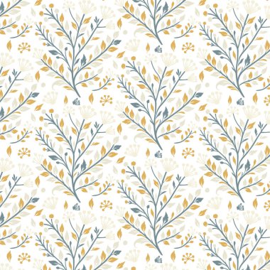 Tekrarlanan kusursuz çiçek desenleri bahçe çiçekleri ve moda kumaşı ve dekoru için süs sapları sergiliyor.