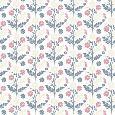 Dekoratif çevreye sahip kusursuz çiçek deseni yaprakların ve mevsimlik çiçeklerin çizimlerinden esinlenilmiştir.