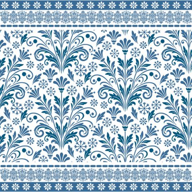 yumuşak çiçekli kenar mavi pürüzsüz desen tasarımı giysi paketleme ve şık kumaş dekorasyonu için