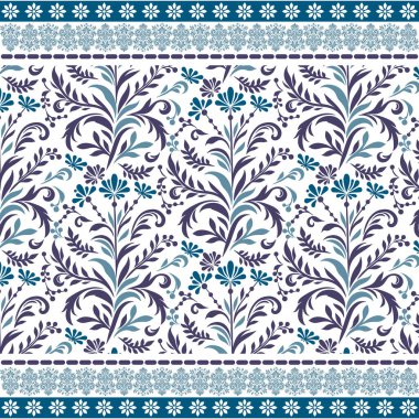 Zarif tekstil baskıları ve moda ürünleri için mavi renkte kusursuz bir sınır taşı.