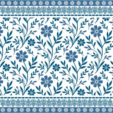 Kumaş kullanımı ve dekoratif hediye ambalajları için çiçek kenarlı mavi, pürüzsüz desenli fayanslar.