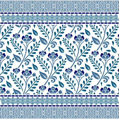 Şık kumaş ve masa üstü aksesuarları için çiçek açan köklerden yapılmış mavi, pürüzsüz çiçek deseni.