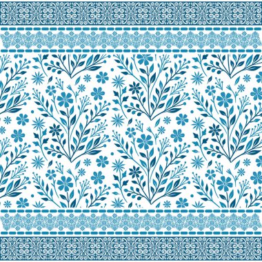 Moda kumaşı ve hediye paketi tasarımları için mavi pürüzsüz desenli dekoratif sınır taşı.