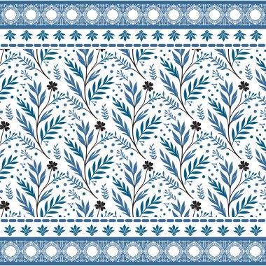 Botanik temalı, desensiz çiçek desenli süslü yapraklı fayanslar ve moda tekstili için bahçe çiçekleri.