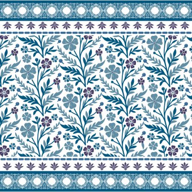 Şekillendirilmiş çiçek çizimleri ve masa üstü ve giysi kumaşları için sapları olan lüks mavi, pürüzsüz çiçek deseni.