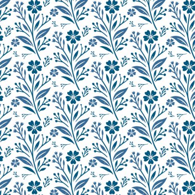 Çiçeksiz mavi desenli çiçek desenli çiçek vektörü yastıklar için mükemmel organik yapraklar sergiliyor masa örtüsü ve moda