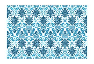 Botanik yapraklardan esinlenilmiş mavi, pürüzsüz çiçek deseni ve sarma ve tekstil kullanımı için bahçe çiçekleri