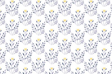 Moda tekstil ve ev aksesuarları için fayans biçimi ve botanik grafikleri kullanan kusursuz çiçek desenli tasarım.