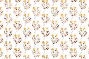 Süslü çiçeklerden oluşan kusursuz çiçek desenleri ve yüzey tekstili ve ambalajı için detaylı kök çalışmaları.