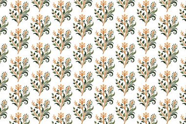 Şekillendirilmiş bitki çizgileri ve masa üstü örtüleri ve kumaş ambalajı için çiçeklerle dolu kusursuz çiçek desenleri.