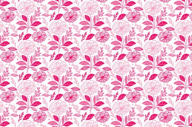 Soyut yaprakları ve mutfak örtüleri ve yüzey kumaşları için çiçek detaylarıyla tek bir felçli çiçek deseni.