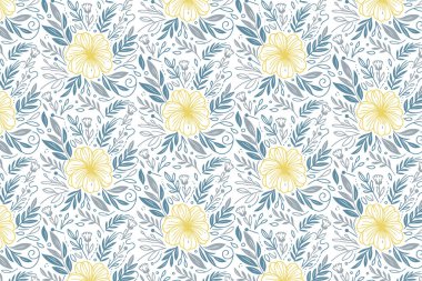 Moda kumaşı, tekstil baskısı ve mutfak aksesuarları için tek satırda çiçek eskiz deseni