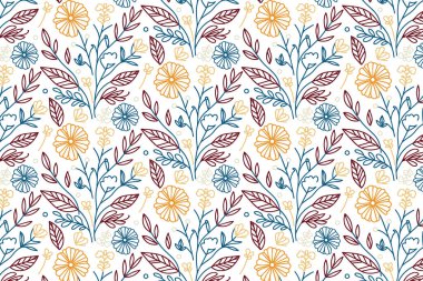 Çiçeksiz desen taslak taslak stili ile tekstil ambalaj yüzeyi ve moda kıyafetleri için taslak çizimi