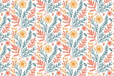 Hediye kumaşı ve iç tekstil baskılarını sarmak için pamuk çiçek deseni çizimleriyle tek darbesiz desen