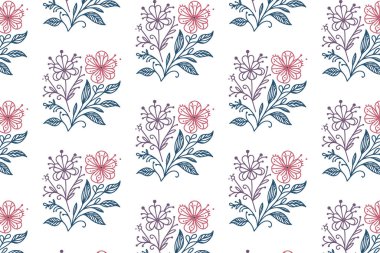 Minimalist çizgi sanatında, kağıt, modern moda ve ev yapımı tekstil sarmak için botanik çiçekleri kusursuz desen.