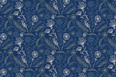 Moda kıyafetleri için el resimli bahçe çiçekleri ve kırtasiye setleri olan kusursuz çiçek desenleri.