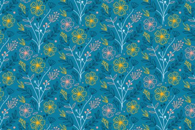 Kadınlar için modaya uygun ana hatlarda kusursuz çiçek desenleri ambalaj kağıdı ve premium ev tekstil uygulamaları giyerler