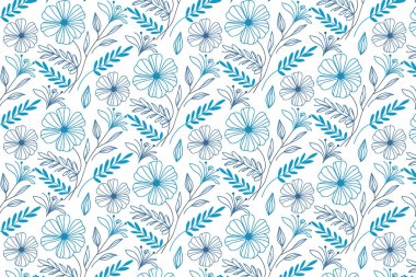 Moda aksesuarları tekstil baskısı ve ambalaj kullanımı için kesintisiz mavi çizgili çiçek deseni