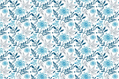 Mavi, çiçeksiz desenli, aralıksız tek çizgili eskiz gülleri ve ambalaj ve masa üstü kumaşı için dekoratif elementleri var.