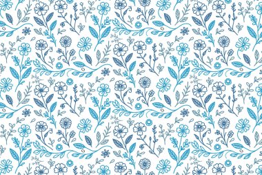 Masa başı baskısı ve ambalaj kağıdı için çiçek desenli mavi ve soyut desenli çizgiler.