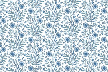 Asgari mavi çiçek deseni soyut tek çizgi güller ve çarşaf örtüsü ve sarma uygulamaları için yapraklar