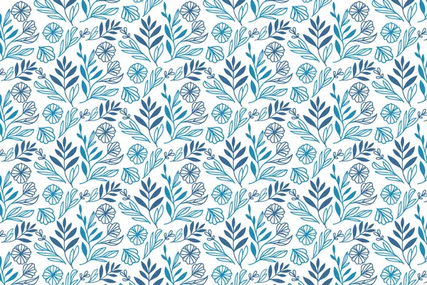 Mavi çizgili kusursuz çiçekli sanat eserleri zarif gül ve pamuk yaprak çizimleri tekstil evi ve moda kullanımı için.